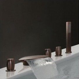 Oil rubbed Bronze Roman Tub Brass Valve Bath Shower Mixer Tap Three Handles Waterfall Bathtub Tap
