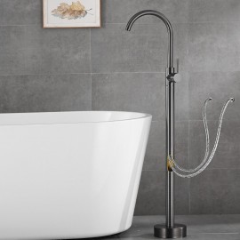 Gun Grey Electroplated Free Standing Bath Shower Mixer Tap Bathtub Tap