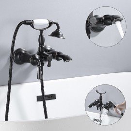 Retro Oil rubbed Bronze Wall Mounted Bath Shower Mixer Tap Bathtub Tap
