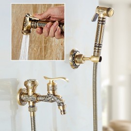 Bathroom Bidet Shower Sprayer Brass Toilet Douche Hygienic Cleaning Head Set Tap