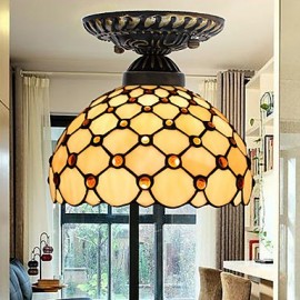 E27 220V 20*17CM European Rural Creative Arts Stained Glass Absorb Dome Lamp Led Light