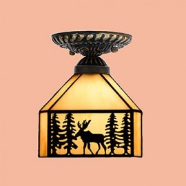 E27 220V 20*17CM Christmas European Rural Creative Arts Stained Glass Absorb Dome Lamp Led Light