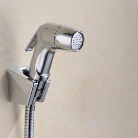 Multifunction Bidet Tap with Holder Chrome Toilet Handheld Bidet Sprayer Self Cleaning Silvery