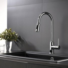 Pull out Spray Brass Single Handle Chrome BlackElectroplated Painted Finishes Tall High Arc Modern Kitchen Tap