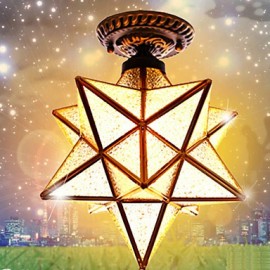 E27 220V 30*20CM European Rural Creative Arts Stained Glass Stars To Absorb Dome Lamp Led Light