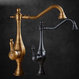 High Arc Single Handle Rotatable Retro Kitchen Tap(Antique Brass ORB) Kitchen Tap