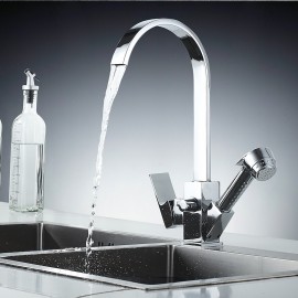 Single Handle Electroplated Pull Out & Tall & High Arc Kitchen Tap