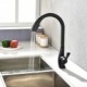 Black Deck Mounted Sink Mixer Tap Single Handle Electroplated Pull out Rotatable Kitchen Tap