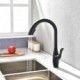 Black Deck Mounted Sink Mixer Tap Single Handle Electroplated Pull out Rotatable Kitchen Tap