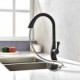 Black Deck Mounted Sink Mixer Tap Single Handle Electroplated Pull out Rotatable Kitchen Tap