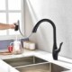 Black Deck Mounted Sink Mixer Tap Single Handle Electroplated Pull out Rotatable Kitchen Tap