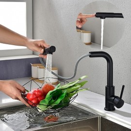 Kitchen Sink Tap Black Single Handle Electroplated Pull out set Kitchen Tap
