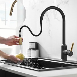 Single Handle Brass Painted Finishes Pull out High Arc Free Standing Kitchen Tap