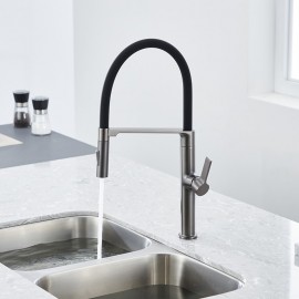 Single Handle Nickel Brushed Electroplated Pull out Tall High Arc Modern Kitchen Tap