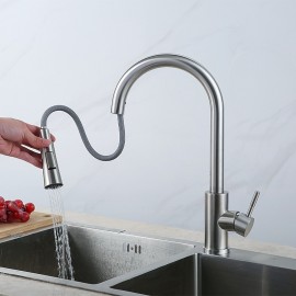 Pull out Spray Single Handle Pull out Tall High Arc Minimalist Modern Kitchen Tap