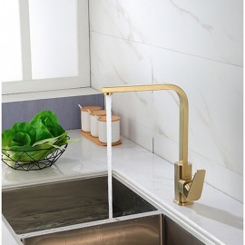Mount Outside Single Handle Golden Nickel Brushed 360 Degrees Rotateable Tall Brass Kitchen Tap