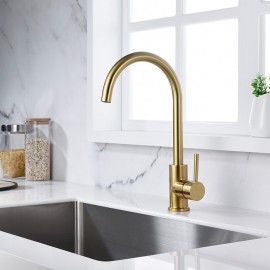 Single Handle Golden Rotatable Electroplated Kitchen Tap
