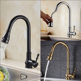 Sprayer Brass 2 Function Outlet Single Handle Electroplated Pull out Kitchen Tap