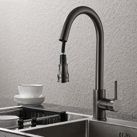Pull out Spray Single Handle Electroplated Pull out Tall High Arc Modern Industrial Style Kitchen Tap