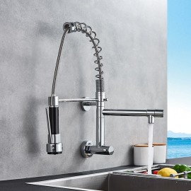 Chrome Pull out Wall Mounted Kitchen Tap Brass Only Cold Water Single Handle Kitchen Tap