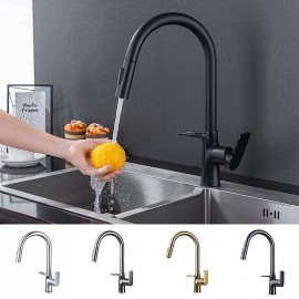 Single Handle Chrome Nickel Brushed Electroplated Pull out Tall High Arc Modern Kitchen Tap