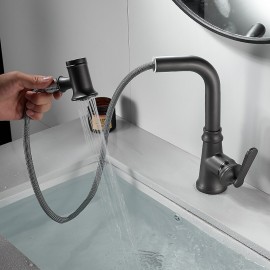 Pull out Spray Single Handle Electroplated Pull out Tall High Arc Minimalist Modern Kitchen Tap