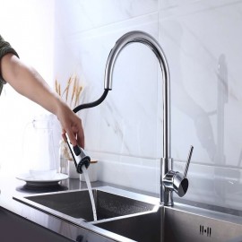 Pull out Spray Single Handle Chrome Electroplated Painted Finishes Pull out Modern Kitchen Tap