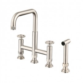 Side Spray Rotatable Double Handles Kitchen Tap