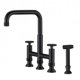 Side Spray Rotatable Double Handles Kitchen Tap