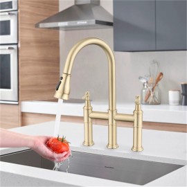 Spray Head Rotatable Double Handles Kitchen Tap