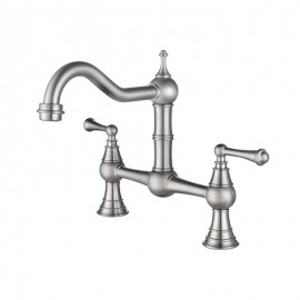 Brass Rotatable Double Handles Kitchen Tap
