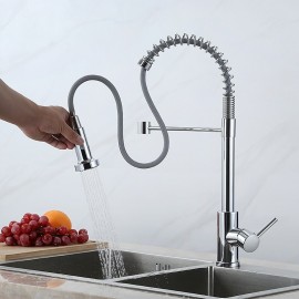 Single Handle Single Lever Sprayer Spring Kitchen Sink Tap Brushed Nickel Kitchen Tap