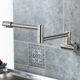 Wall Mounted Single Handle Nickel Brushed Rotatable Pre Rinse Brass Kitchen Tap