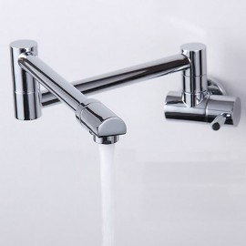 Silvery Wall Mounted Rotatable Foldable Single Handle Bath Tap Cold Water Only Brass Kitchen Tap