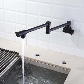 Wall Mounted Black Single Handle Foldable Kitchen Tap