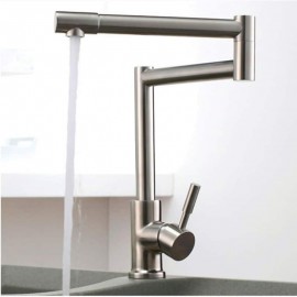 Modern Style Single Handle Nickel Brushed Deck Mounted Retro Kitchen Tap