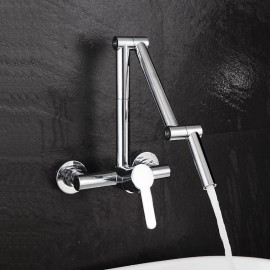 Pull out Rotatable Foldable Electroplated Painted Finishes Single Handle Wall Mounted Brass Kitchen Tap