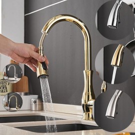 Sprayer Vessel Installation Nickel Brushed Electroplated Pull Out High Arc Brass Kitchen Tap