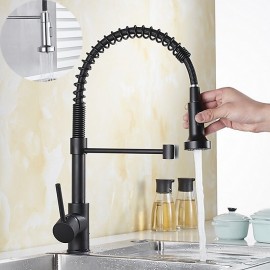 Sprayer Single Handle Matte Black Electroplated High Arc Brass Kitchen Tap