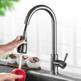 Pull out Sprayer Brushed Nickell Rotatable High Arc Single Handle Kitchen Tap