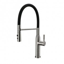 One Hole Nickel Brushed Pull out Rotatable Vessel Kitchen Tap