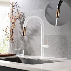 Rotatable Pull out Brass High Arc Nickel Brushed Painted Finishes Single Handle Kitchen Tap