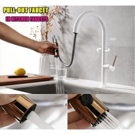 Pull out Sprayer Rotatable Single Handle Painted Finishes High Arc Antique Kitchen Tap