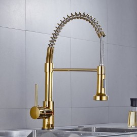 Single Handle Electroplated Pull out Tall High Arc Kitchen Tap