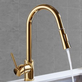 Single Handle Electroplated Pull Out Tall High Arc Free Standing Ordinary Kitchen Tap