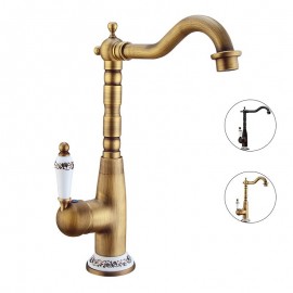 Golden Black Single Handle Electroplated Antique Design Kitchen Tap Antique Copper Kitchen Tap