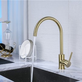 Single Handle Brushed Gold Brass Kitchen Tap