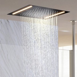 Matte Black Rain Shower Complete LED Shower Head Ceiling Mounted Design Rainfall Shower Head System Shower Tap