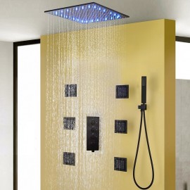 Black Rain LED Shower Head Bath Shower Tap