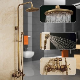Pullout Waterfall Country Antique Brass Mount Outside Bath Shower Mixer Tap